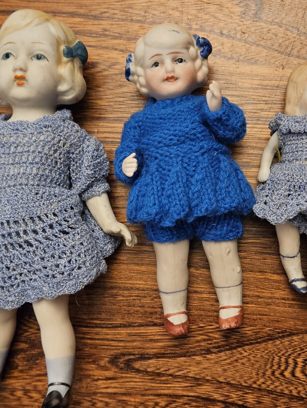 3 Antique(1891-1930's) Japanese All-Bisque Export Dolls/Penny Dolls.